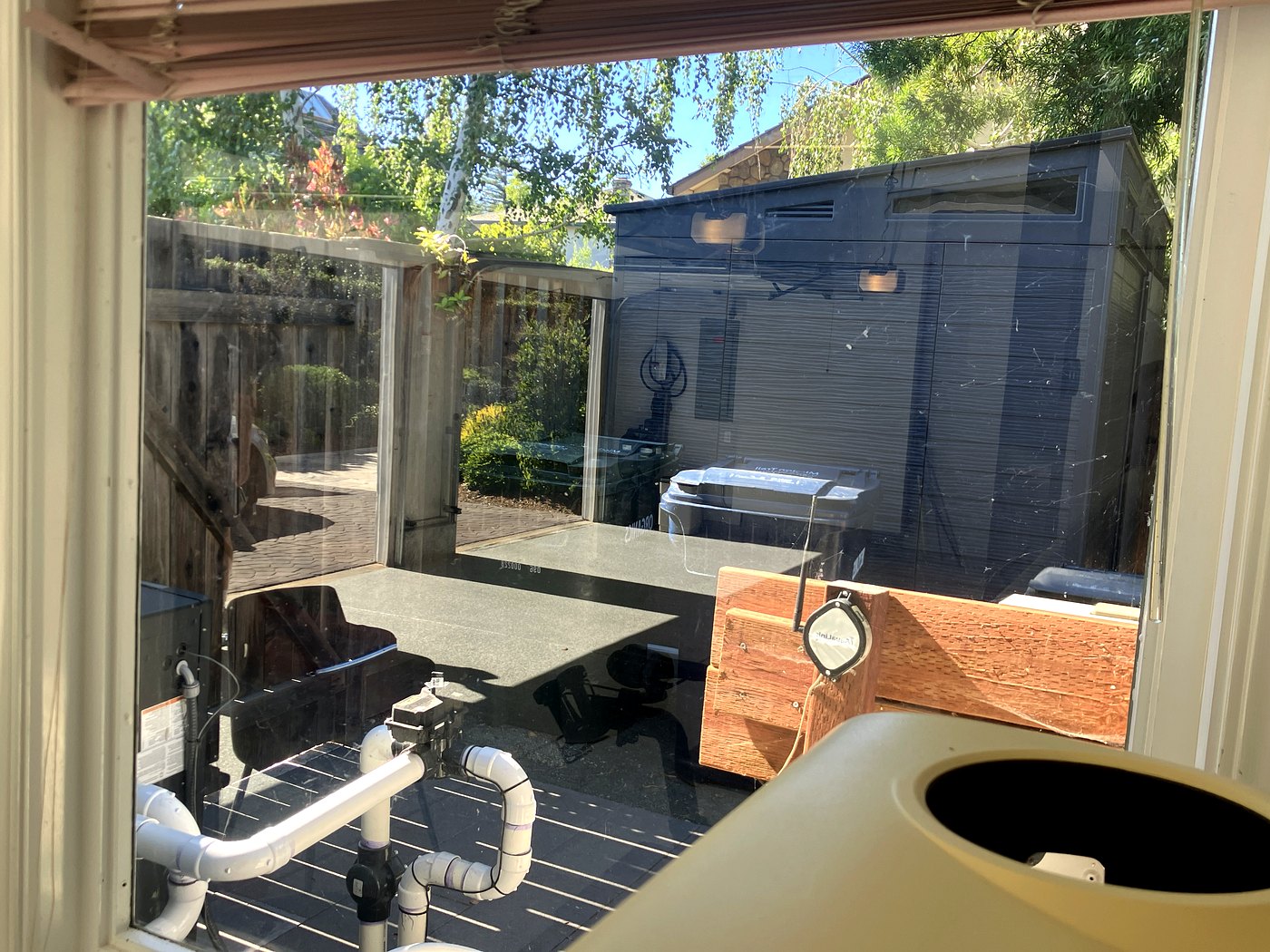Garage window before cleaning